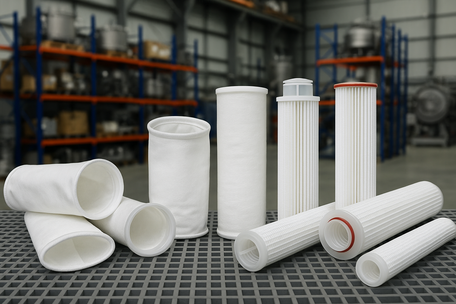 Stainless steel pipes of an industrial filtration system